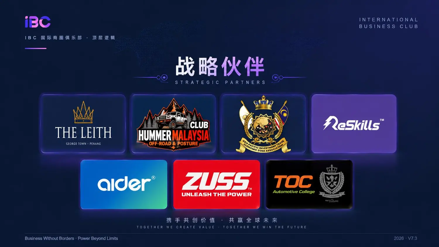 IBC 战略合作伙伴:The Leith、Hummer Club Malaysia、APITEZA、ReSkills、Alder、ZUSS、TOC Automotive College